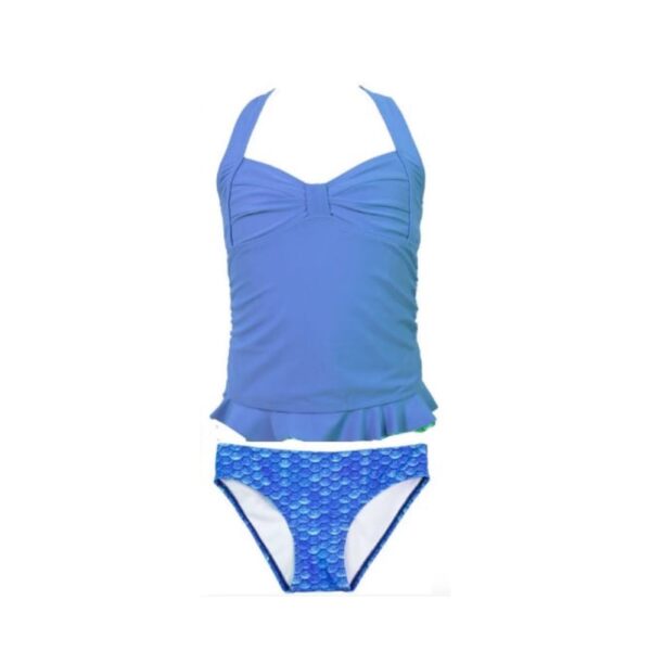Swimwear Clamshell Tankini Set (Blue & Crystal Arctic Blue Bottom)